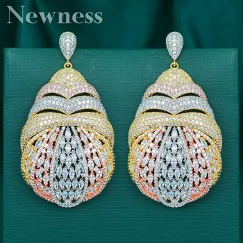 

Newness Luxury Spring Lo Dangle Earrings For Women Wedding Cubic Zircon Crystal CZ Dubai Bridal Earrings Fashion Jewelry