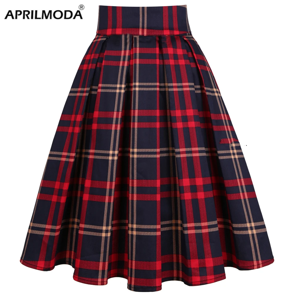 Y2K-Vintage-Pleated-Red-Plaid-Skirt-School-Uniform-Print-High-Waist ...