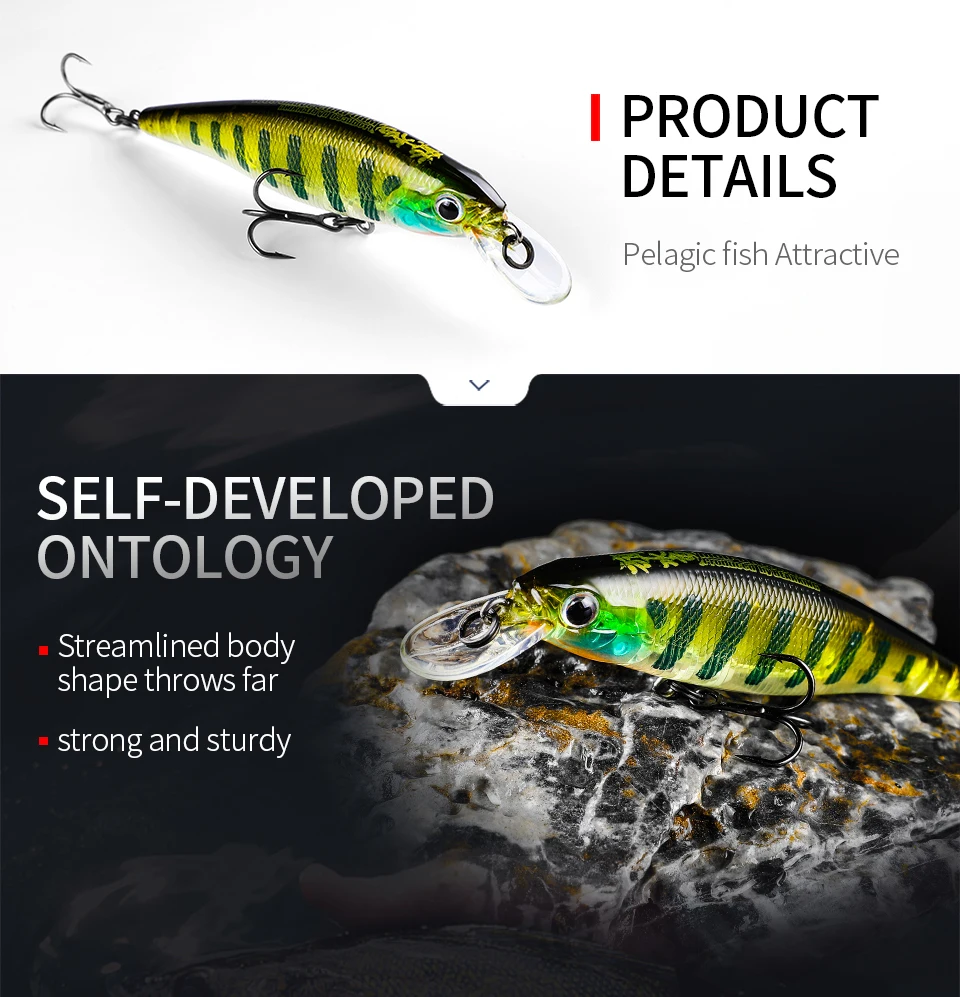 BEARKING Neue Ankunft 80mm 10g Minnow Ruckende Köder Für Angeln Bass Hecht Wobbler Karpfen Angeln Lockt Künstliche köder Tackles – Detail 9