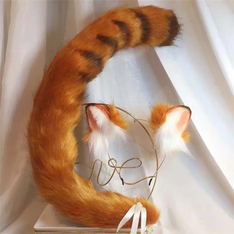 new-orange-cat-anime-simulation-beast-ear-beast-tail-wolf-ear-cat-ear-fox-ear-hair-hoop-custom-cospla