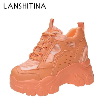 Women High Top Sneakers 2021 Spring Breathble Chunky Casual Shoes New Outdoor Thick Bottom Trend Women Vulcanized Dad Shoes 10cm 1