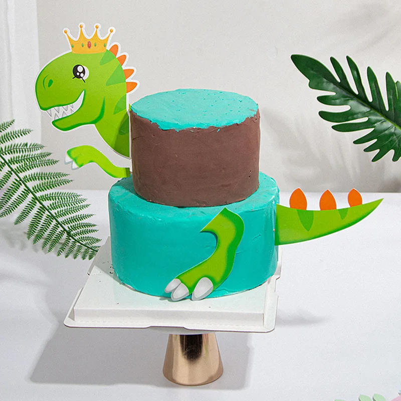 Adornos para tartas de cumpleaños con temática de dinosaurio para niños,  adornos para tartas de bebé de dinosaurio verde, suministros para cupcakes  de cumpleaños|Suministros de decoración de pasteles| - AliExpress
