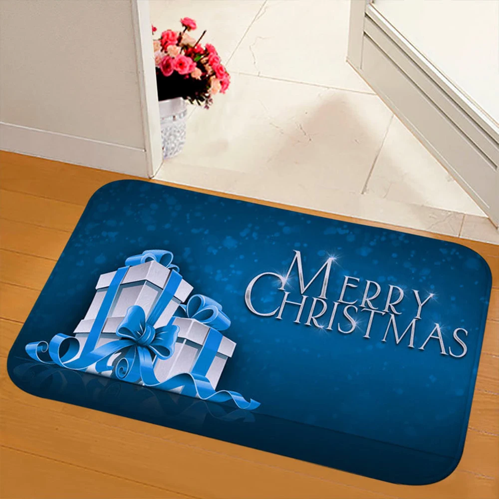 New 6 Styles Christmas Lunch Mat Bath Mats Flannel Printing Bathroom Rug Toilet Water Absorption Antiskid Floor Mat Decoration