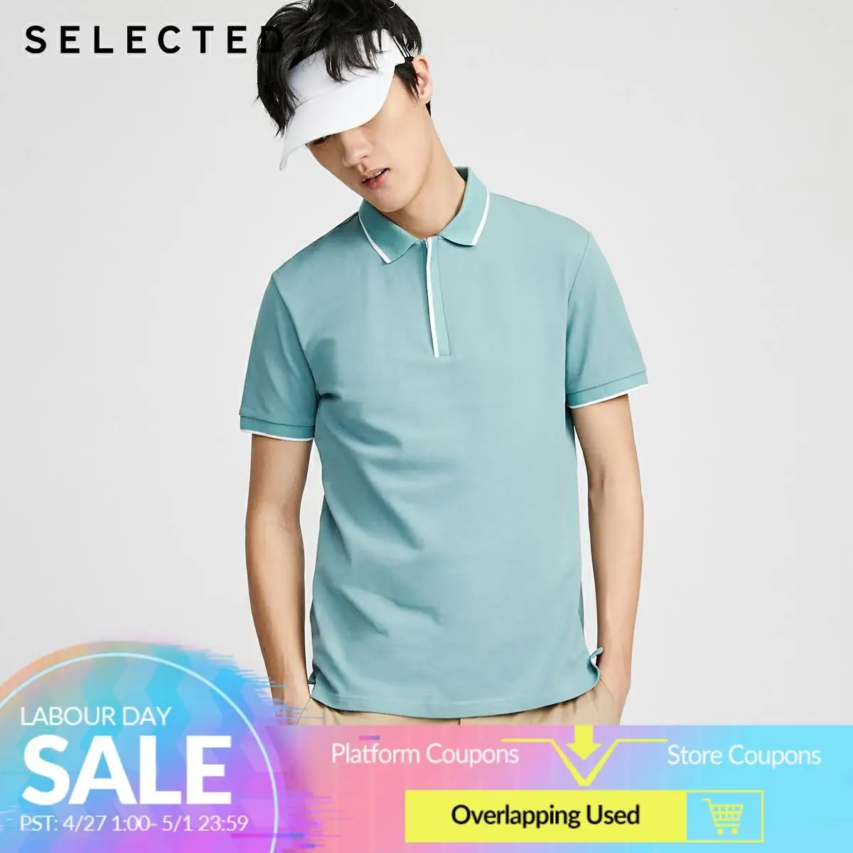 

SELECTED Men's Assorted Colors Zipped Turn-down Collar Poloshirt S|420206524