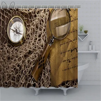 

Vintage Old Map Print Shower Curtain Waterproof Polyester Fabric Bathroom Shower Curtain Home Decor With Accessories