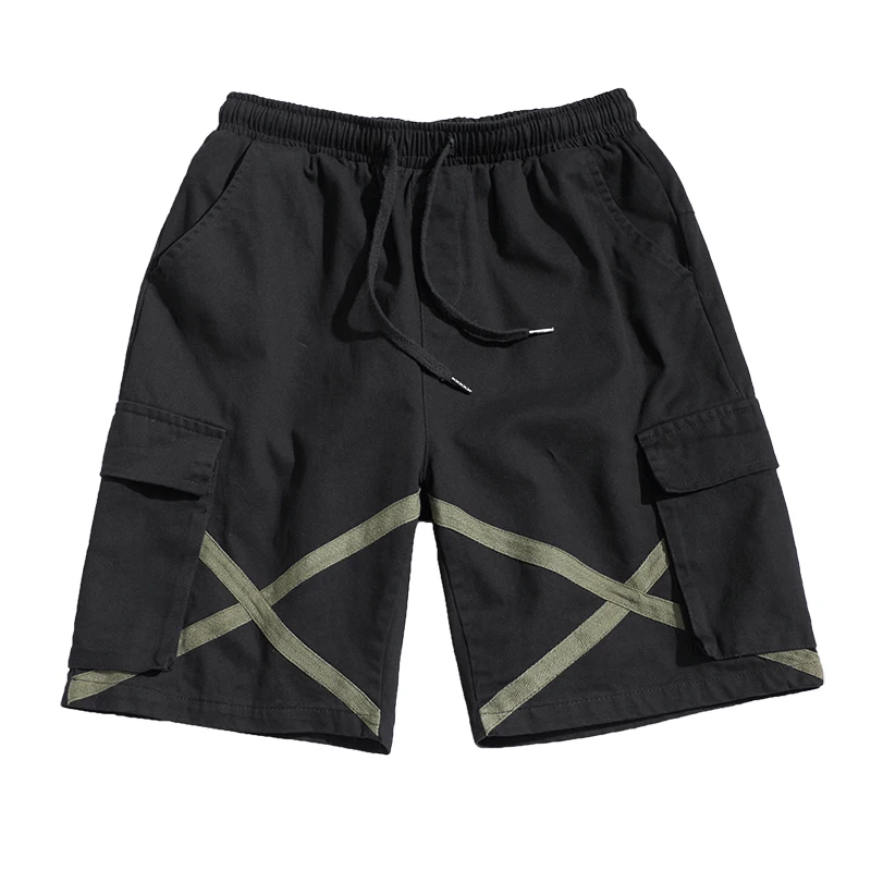 

Japanese Style Oversize M-6XL Summer Men Beach Shorts Solid Patchwork Pocket Casual Loose Outdoor Men Short High Street Hip Hop