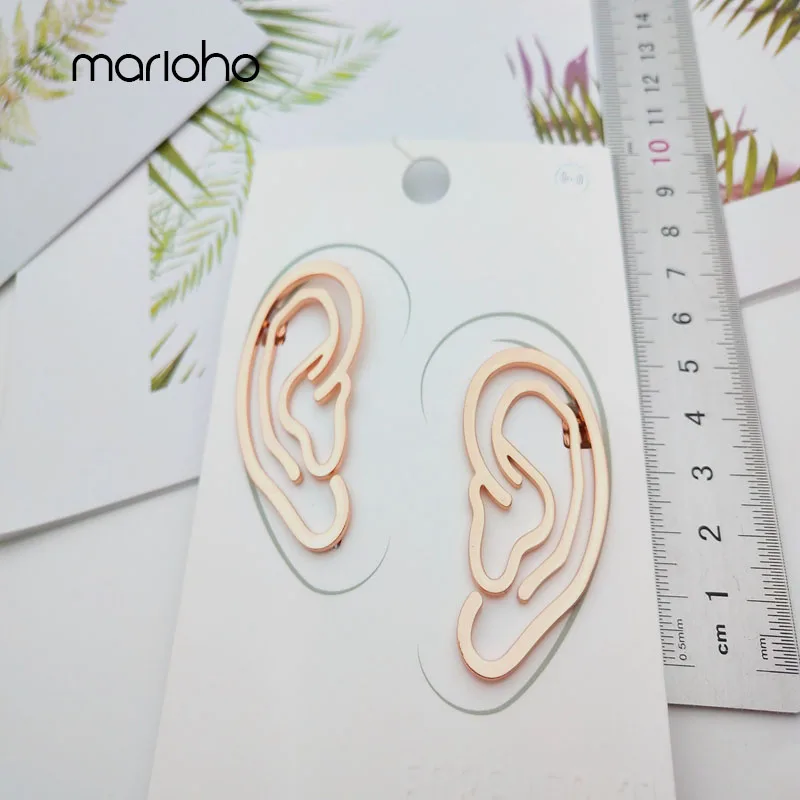 Retro Alloy Funny Ear Shape Earrings Gold Silver Color Geometric Hollow Fashion Statement Jewelry Accessories Girl Gift | Украшения и