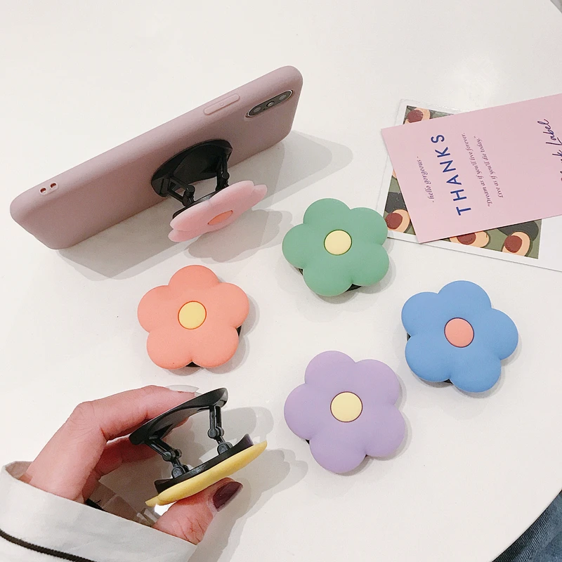 

TJHSZKL cute flower pattern grip mobile phone holder telescopic silicone mobile phone holder bracket for all mobile phones
