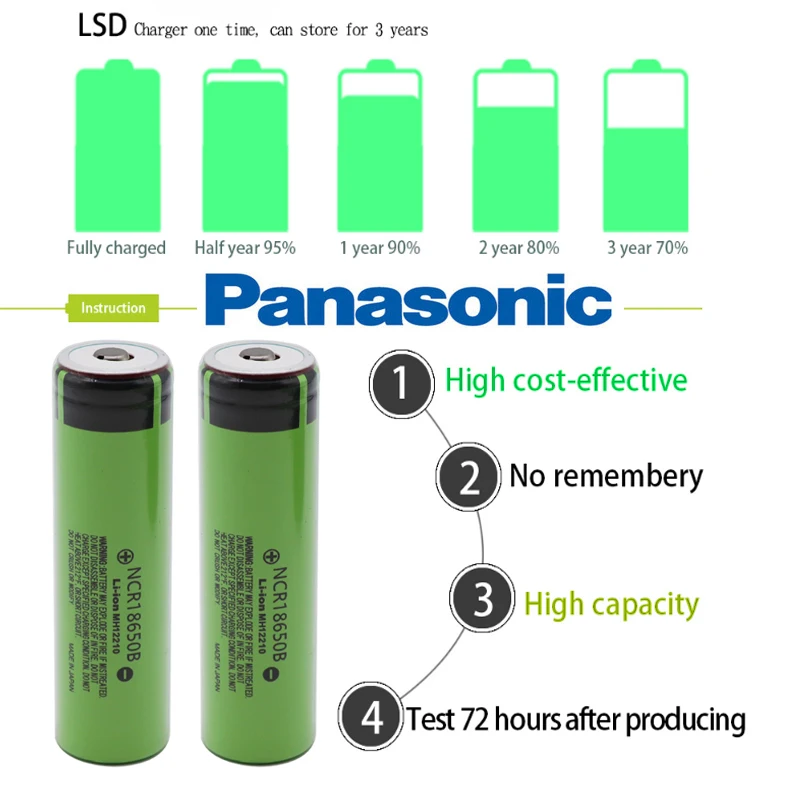 3,7 V NCR 18650B 18650 батарея 3400mAh перезаряжаемые батареи для банка питания/фонарика