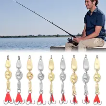 Gold Silver 7g 10g 14g 21g 28g Rotating Metal Spinner Spoon Fishing Lure Hard Baits Treble Hooks For Trout Pike FiseTackle