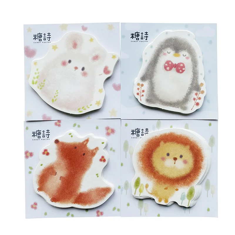 1 упаковка (30 листов) Kawaii Cat Lion Пингвин лиса Rabbit Memo Pads школьные канцелярские