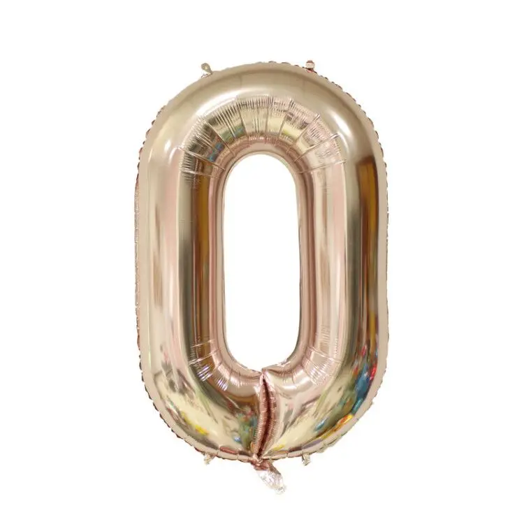 40 inch balloon chain set gold and silver color aluminum foil 0 balloon birthday party holiday party DIY decoration supplies - Цвет: rose red