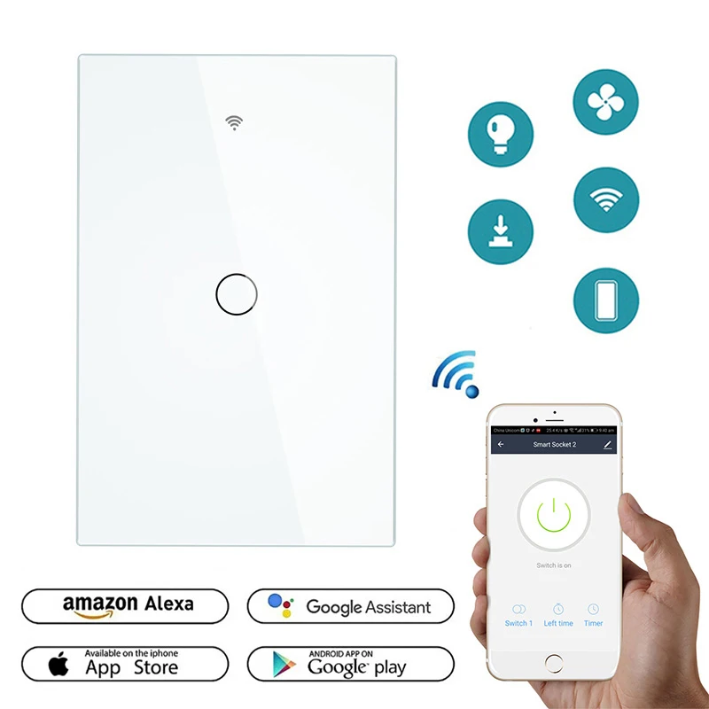 US Smart WiFi выключатель света Поддержка RF433 управления может использоваться с беспроводным переключателем Smart Life/Голосовое управление через Alexa/Google Home