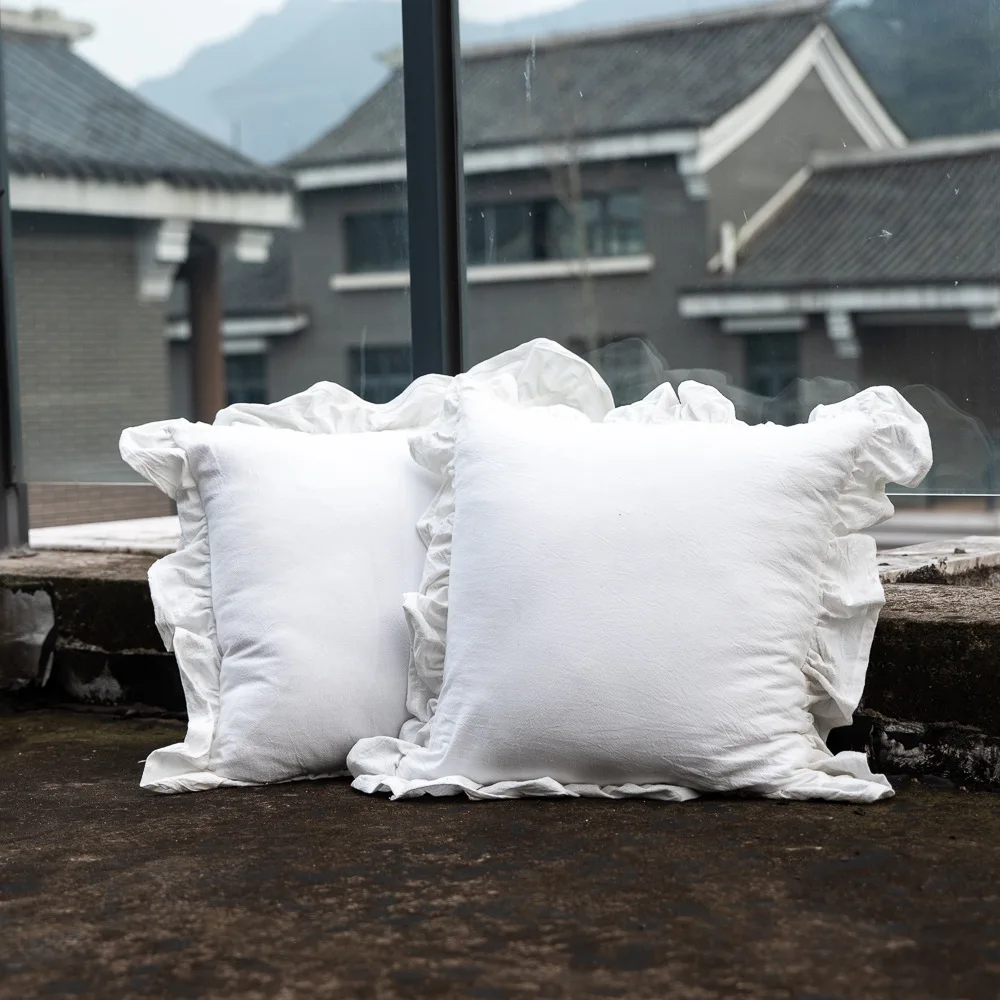 Ruffle Throw Pillow, The Soft White Ruffles