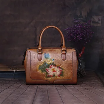 

Retro Fashion Full-grain Leather Chinese-style Hand Shoulder WOMEN'S Leather Bags