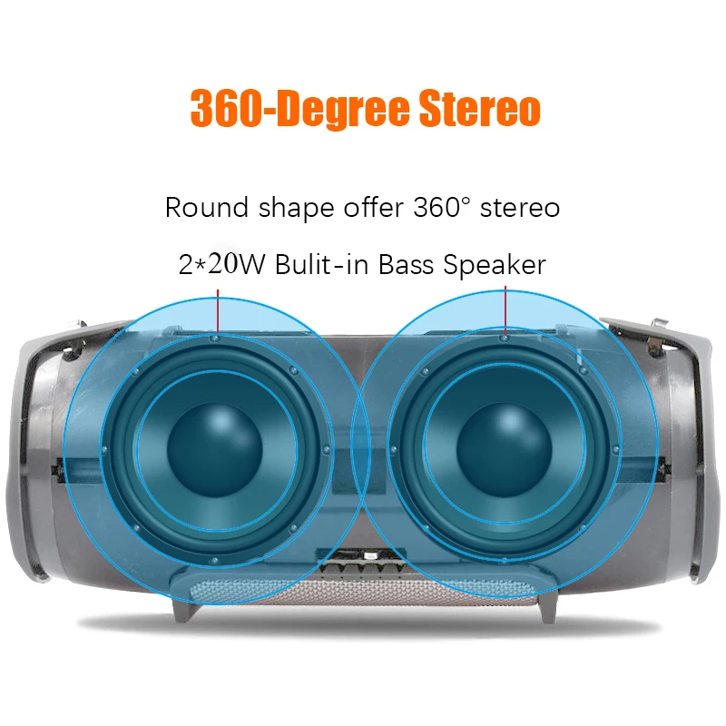 40W Outdoor Bluetooth Speaker Subwoofer TWS Speaker Waterproof Portable Music Player 3600 mAh battery column soundbar caixa de
