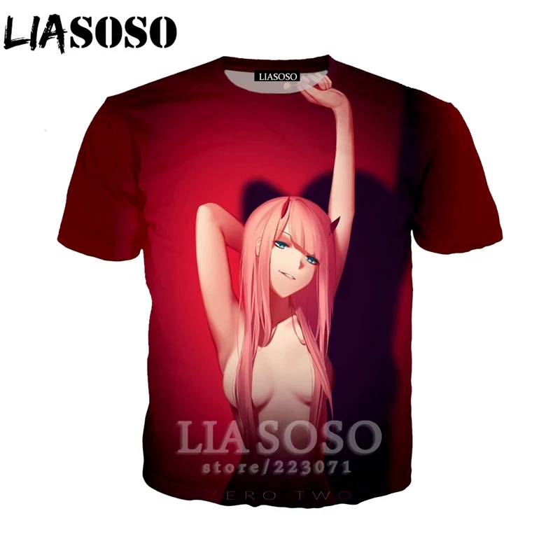 LIASOSO/Мужская и Женская толстовка Zero Two с 3D принтом футболка аниме Darling In The Franxx