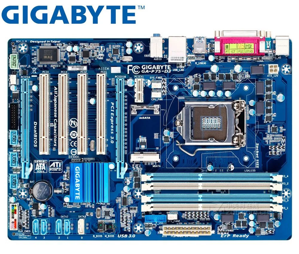 Настольных плата LGA 1155 для Intel DDR3 Gigabyte GA-P75-D3 оригинальная материнская плата USB2.0 USB3.0 SATA3 P75-D3 32 Гб B75 22nm