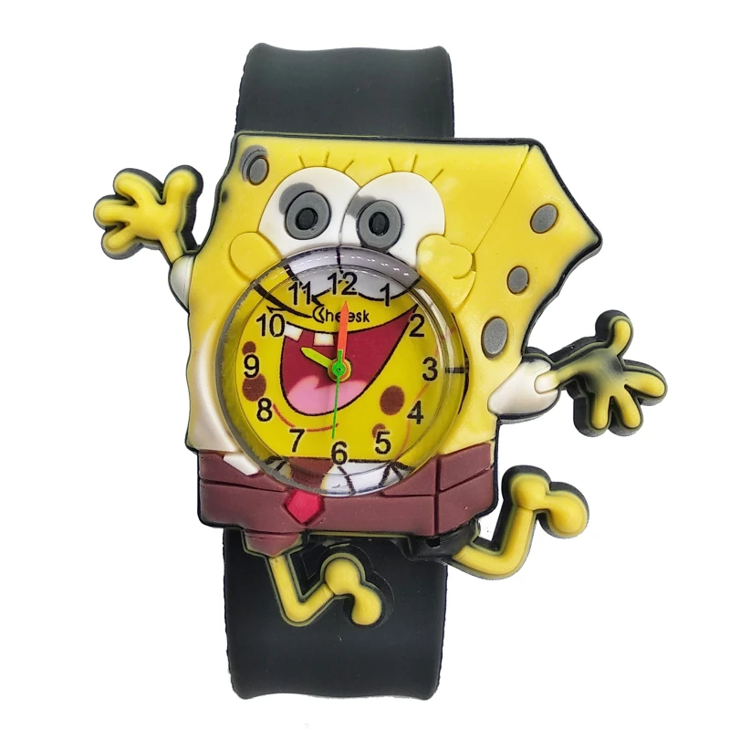 

Can bend the strap SpongeBob Children Watch Soft Silicone Black Band kids Watches Student Boys Girls Clock Child Quartz Watch