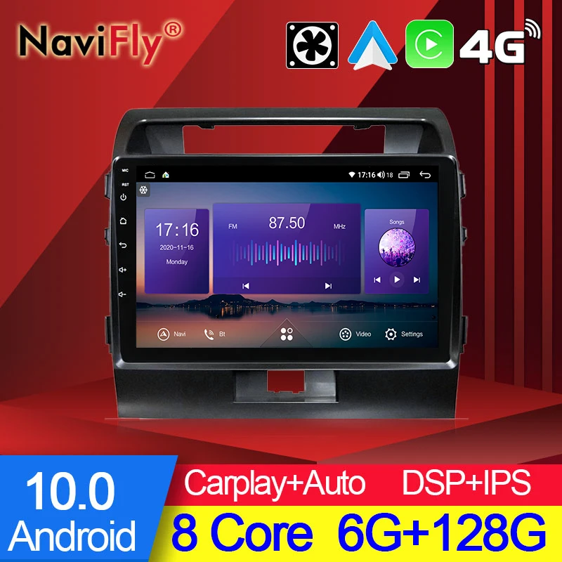NaviFly 7862C 6G 128G Carplay Android 10 автомобильный мультимедийный плеер радио для Toyota Land Cruiser 11