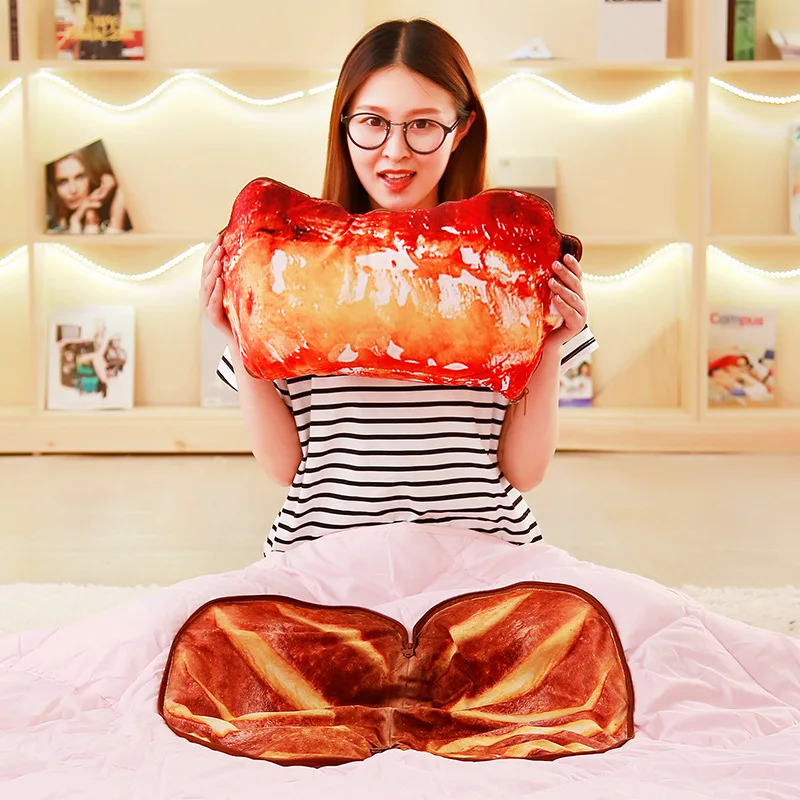 

Model Snacks Bread Pillow Blanket Dual Purpose Bread Sushi Airable Cover Creative Plush Toys Customizable