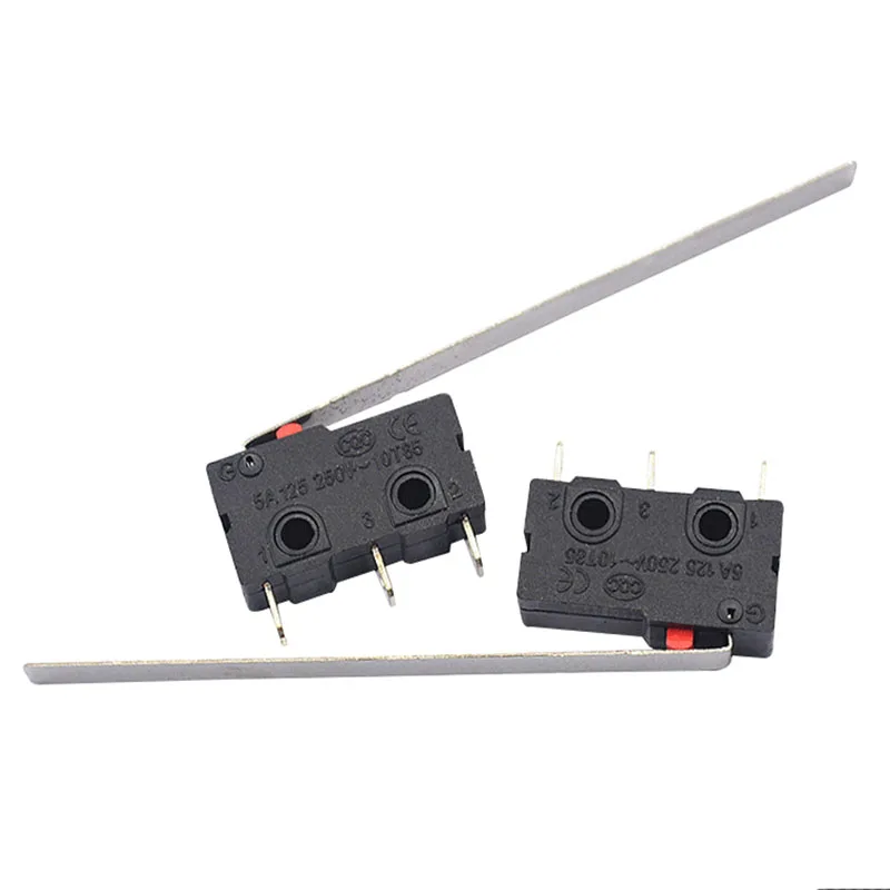 

5PCS 3 pins Micro Touch Switches NO+NC 3a/5a 125VAC 250VAC Mini limit Switch Micro Switch Microswitches With 48mm Long Lever