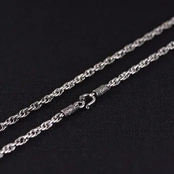 

Antique S925 Silver Thai Silver Wholesale Men Ripple Ring Collar S Hook Silver Necklace