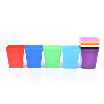 

Square Plastic Plants Pot Flower Plastic Planter Nursery Garden Desk Home Decor Square Multicolour Nursery Pots