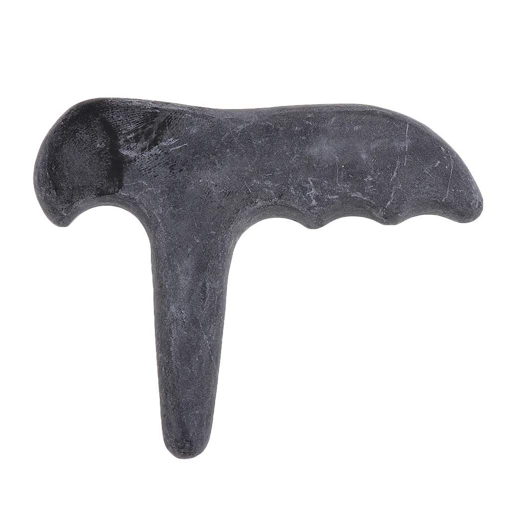 Black Natural Lava Stone Guasha Board Scraping Massage Scraper Tool T Shaped - Effectively on Neck, face, Hand, Back and Foot