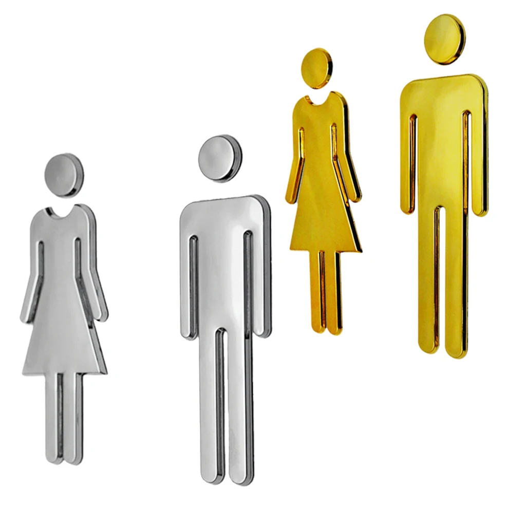 4Pcs Toilet/Loo/Bathroom/Restroom/WC Sings Door Wall Signage Plaque MAN & WOMAN Set