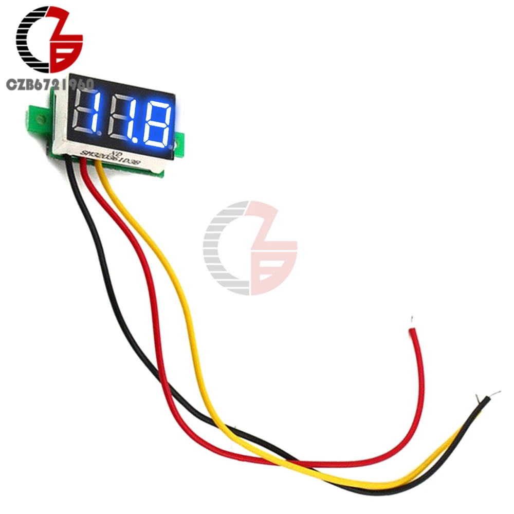 DC 0 V-100 V 0,28 дюймов светодиодный цифровой вольтметр измеритель напряжения детектор напряжения монитор тестер панель автомобиля 12V 24V красный зеленый синий желтый - Цвет: DC 0-100V Blue