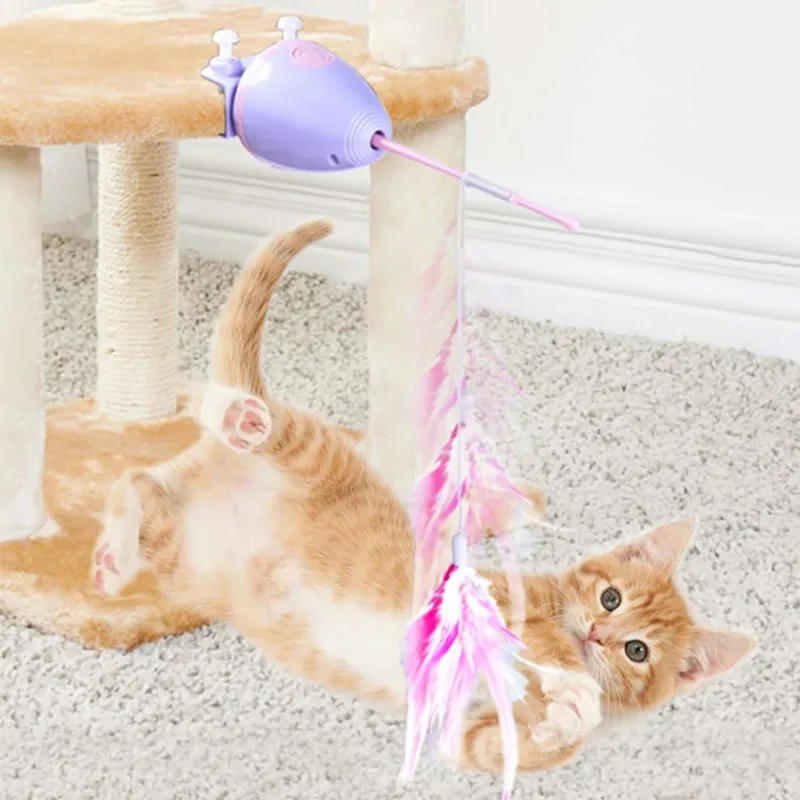 Eco-friendly Cat Teaser Toy Automatic Lifting Lowing Feather Toys Chasing Fox Tail toy Accessories Pro | Дом и сад