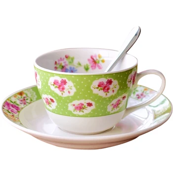 

European Ceramic Cup Luxury with Spoon Nordic Creative Office Afternoon Tea Cups Taza Ceramica Coffee Cup and Saucer Set MM60BYD