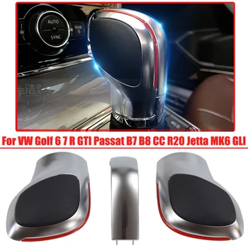 

Red/Blue Car Gear Shift Knob Lever Stick Chrome Matt For VW Golf 6 7 R GTI Passat B7 B8 CC R20 Jetta MK6 GLI DSG Cover Emblem