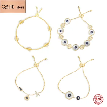 

S925 Sterling Silver Jewelry 1:1 Copy,Collection ETE,Lucky Eye Adjustable Bracelet With Nacre,Seashells Bracelet With Logo