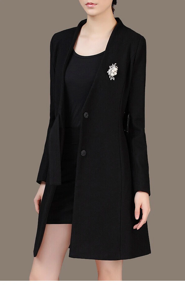 Зимнее офисное женское модное шерстяное длинное пальто с v-образным вырезом и длинным рукавом, Женское шерстяное пальто и куртка черного и фиолетового цвета