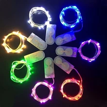 10 20 светодиодный Сказочный светильник с питанием от батареи 1 м 2 м 4 м, серебристый медный провод, мини-лампа для рождества, праздника, свадьбы, вечеринки, 8 цветов