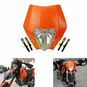 

Orange Dirt Bike Motocross 12V 35W E4 Emark Headlight Fairing Supermoto Headlamp Mask for KTM SX WR EXC XCF SXF DRZ KLX KX YZ F