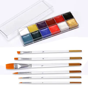 

Face Painting Kits 12 Flash Colors Body Oil Painting Art Makeup Palette With Brushes Pro Wholesale
