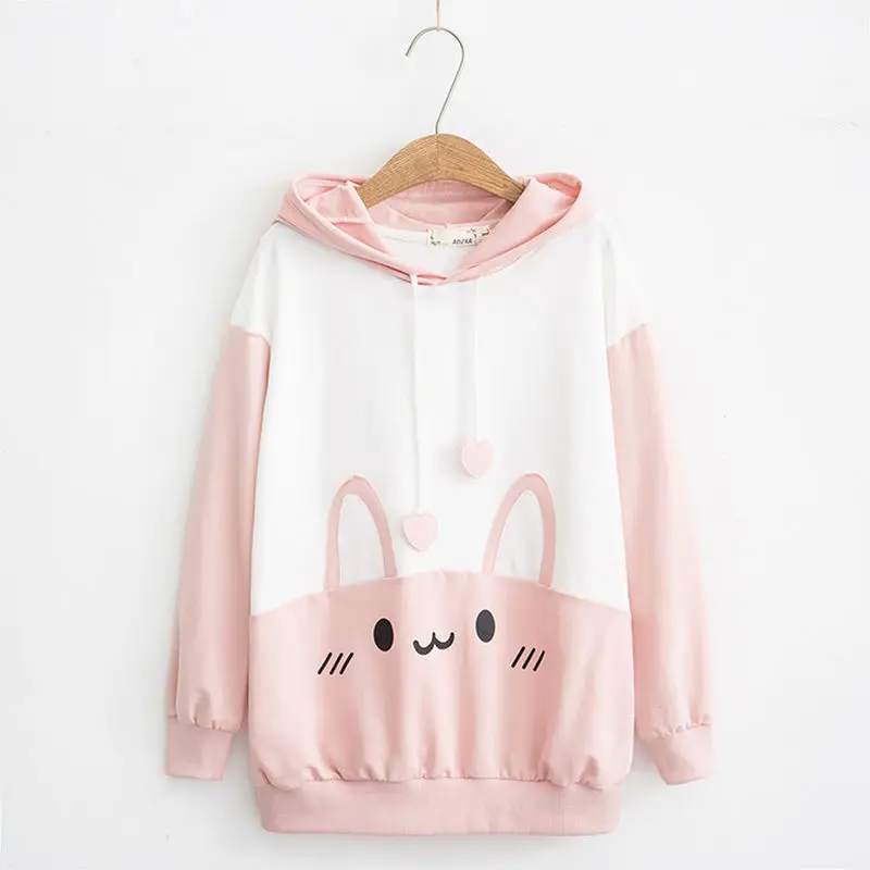 Cute Autumn Rabbit Hoodies Women kawaii 