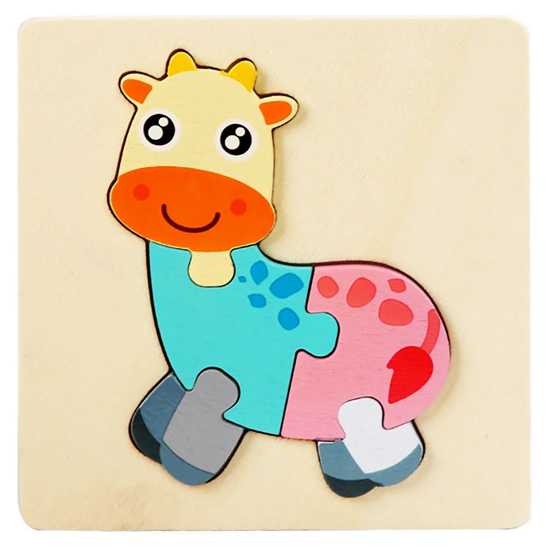 3D Wooden Puzzle Cartoon Animals Kids Cognitive Jigsaw Puzzle Early Learning Educational Baby Puzzle Toys for Children 13