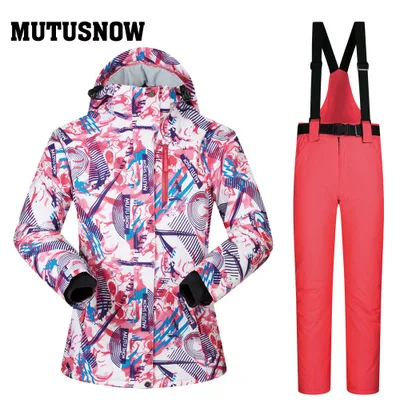 Color 4 Winter Suit Women Ski Suit Snowboard Jacket Pant Super Warm Female Windproof Waterproof Outdoor Sport Wear Hooded Skiing Coat - Цвет: Color 4