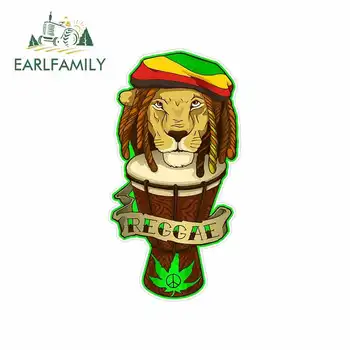 

EARLFAMILY 13cm x 6.8cm For Reggae Music Lion Personality Creative Stickers Sunscreen Car Stickers And Decals Vinyl Material