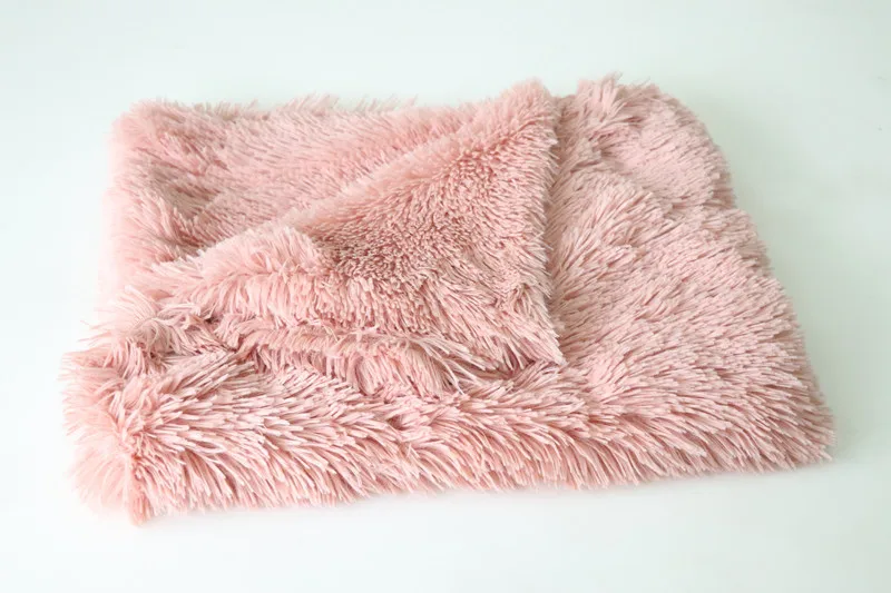 Длинные Плюшевые Одеяла для собак, двойной Пушистый Коврик для кошек, мягкий зимний теплый коврик для глубокого сна для собак, кошек, матрас - Цвет: Розовый
