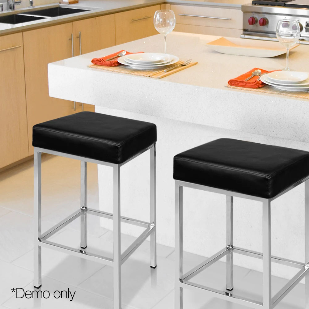 

2pcs/Pair Bar Stools PU Leather Seat Green Modern Living Room Chairs Backless Bar Stools High Stool Dining Chair Leisure Chair