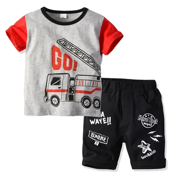 

Fashion style Baby boys Clothing sets Short Sleeve T-Shirt Top and Pants Gray color 2 pieces/set