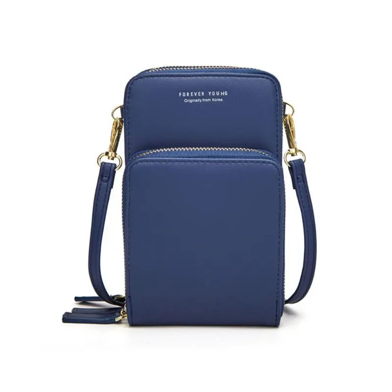 Women Leather Mini Crossbody Shoulder Bag Large Capacity Phone PouchLadies Purse Zipper Messenger Bags Diaper Maternity Bag - Цвет: Deep blue