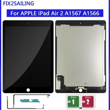 9.7 "lcd para apple ipad 6 ar 2 a1567 a1566 9.7 aaa aaa 100% aaa + grau display lcd tela de toque digitador assembléia substituição(China)
