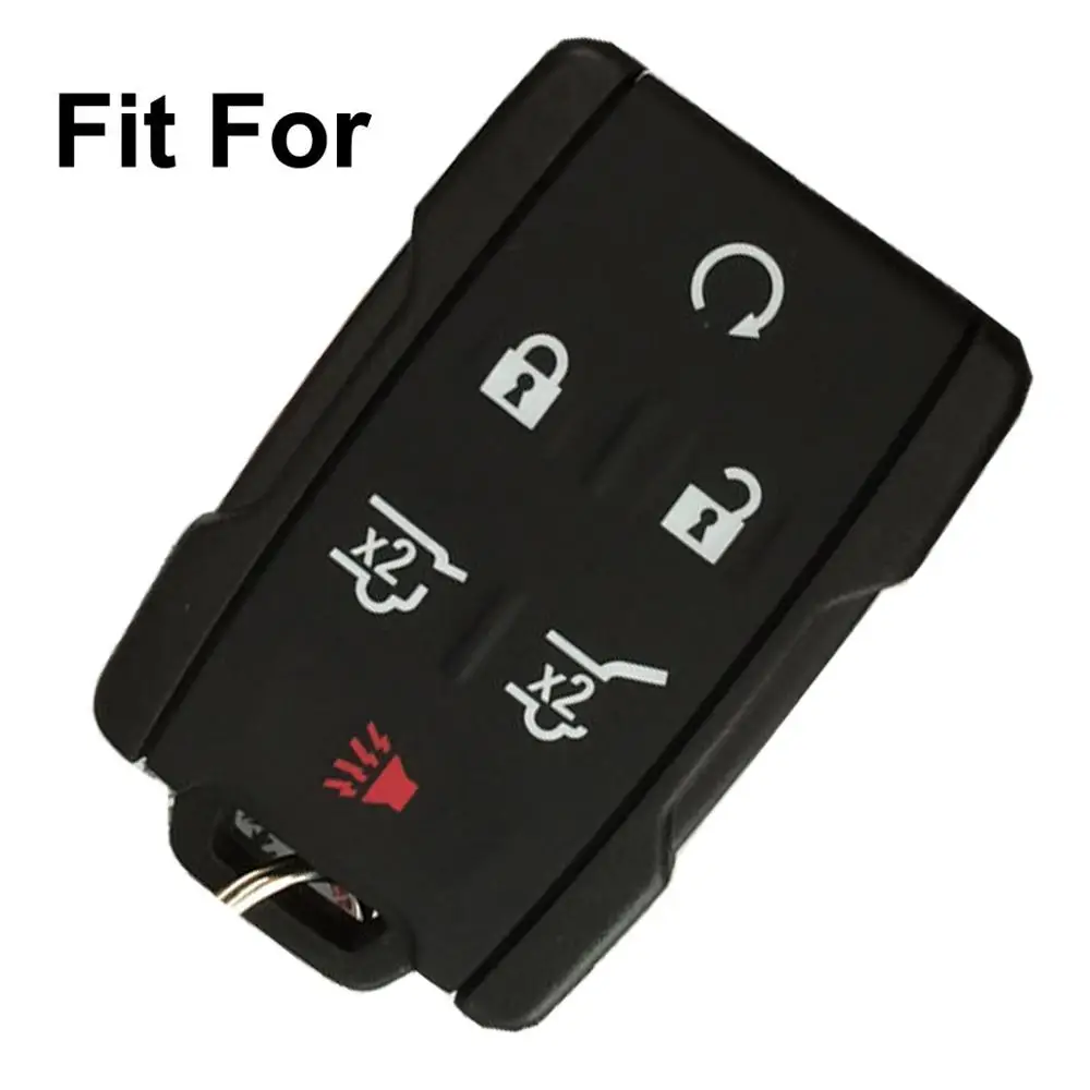 New Silicone Rubber Key Fob Case Key Cover fit for fits 2014 2015 2016 2017 Chevy Tahoe Suburban//GMC Yukon Black+Blue