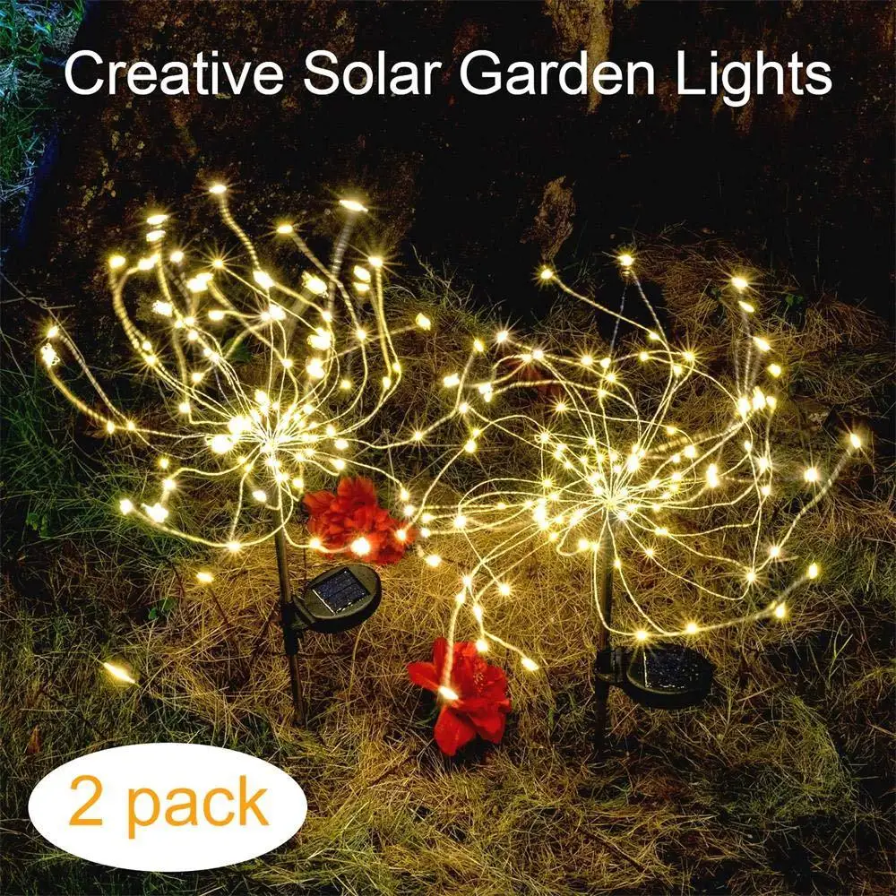 Solar Firework Light 120 LED Lights Outdoor Firework Solar Garden Decorative lantern for Walkway Pathway Backyard Christmas